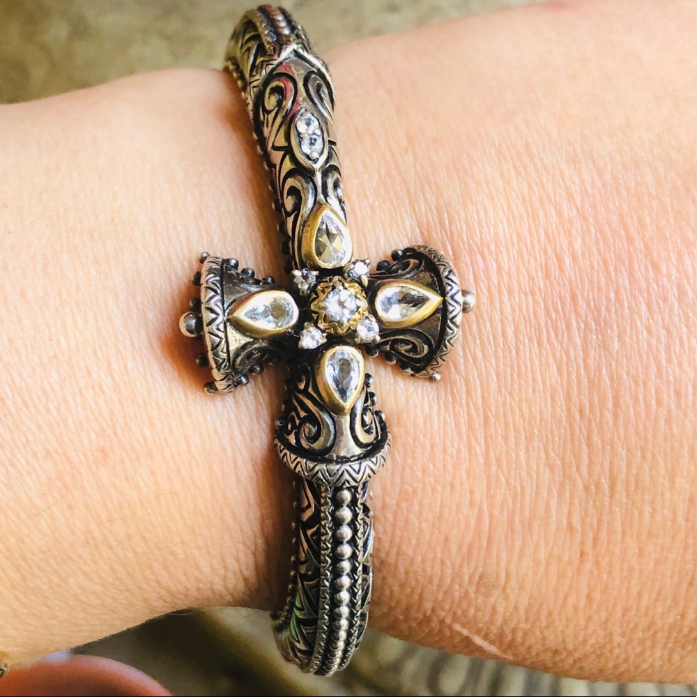 Barbara Bixby Cross Cuff Sterling 18K Bracelet